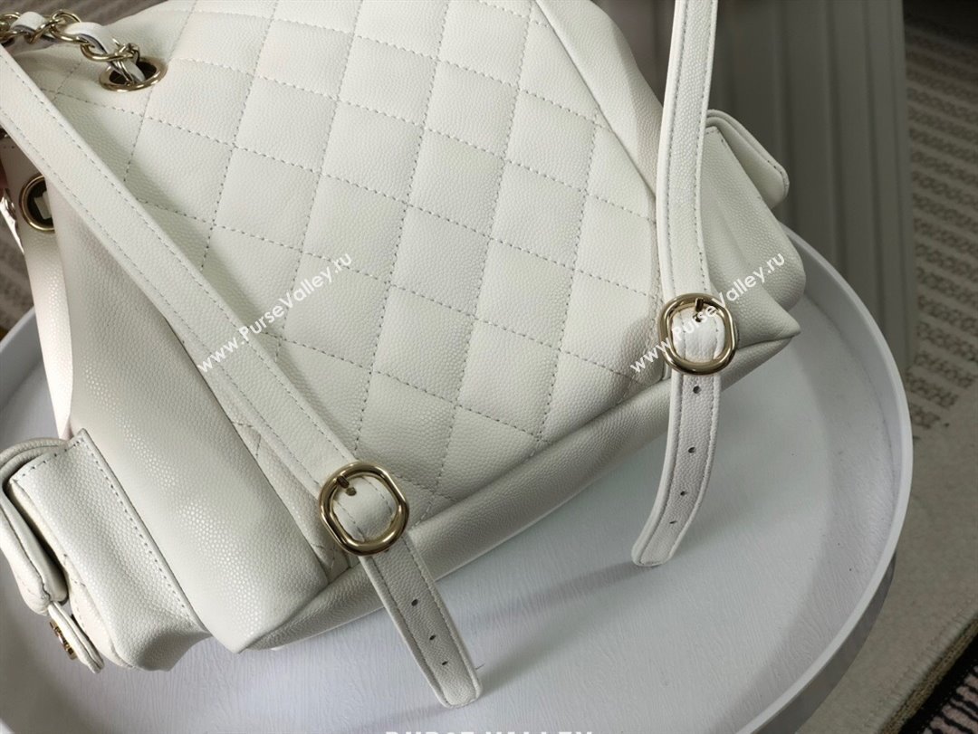 Chanel Grained Shiny Calfskin Backpack Bag AS4398 White 2023 Top (SM-23112821)