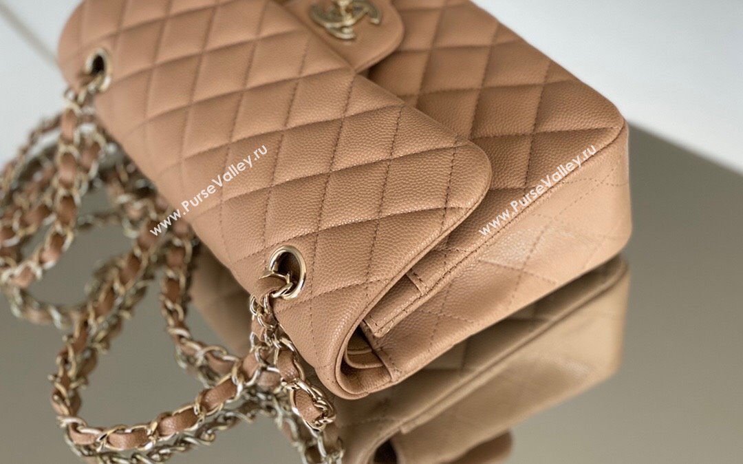 Chanel Haas Grained Calfskin Small Classic Flap Bag A01113 Apricot/Light Gold 2021(Original Quality) (M-210929054)