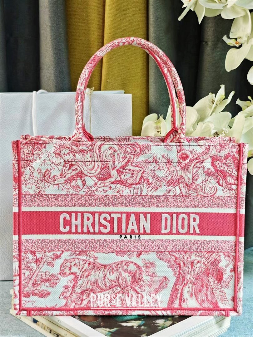 Dior Medium Book Tote Bag Bag in Candy Pink Toile de Jouy Embroidery 2024 (DMZ-24062817)