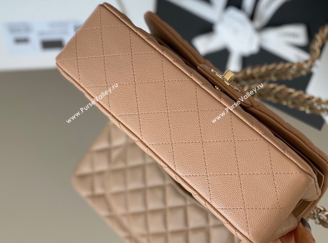 Chanel Haas Grained Calfskin Small Classic Flap Bag A01113 Apricot/Light Gold 2021(Original Quality) (M-210929054)