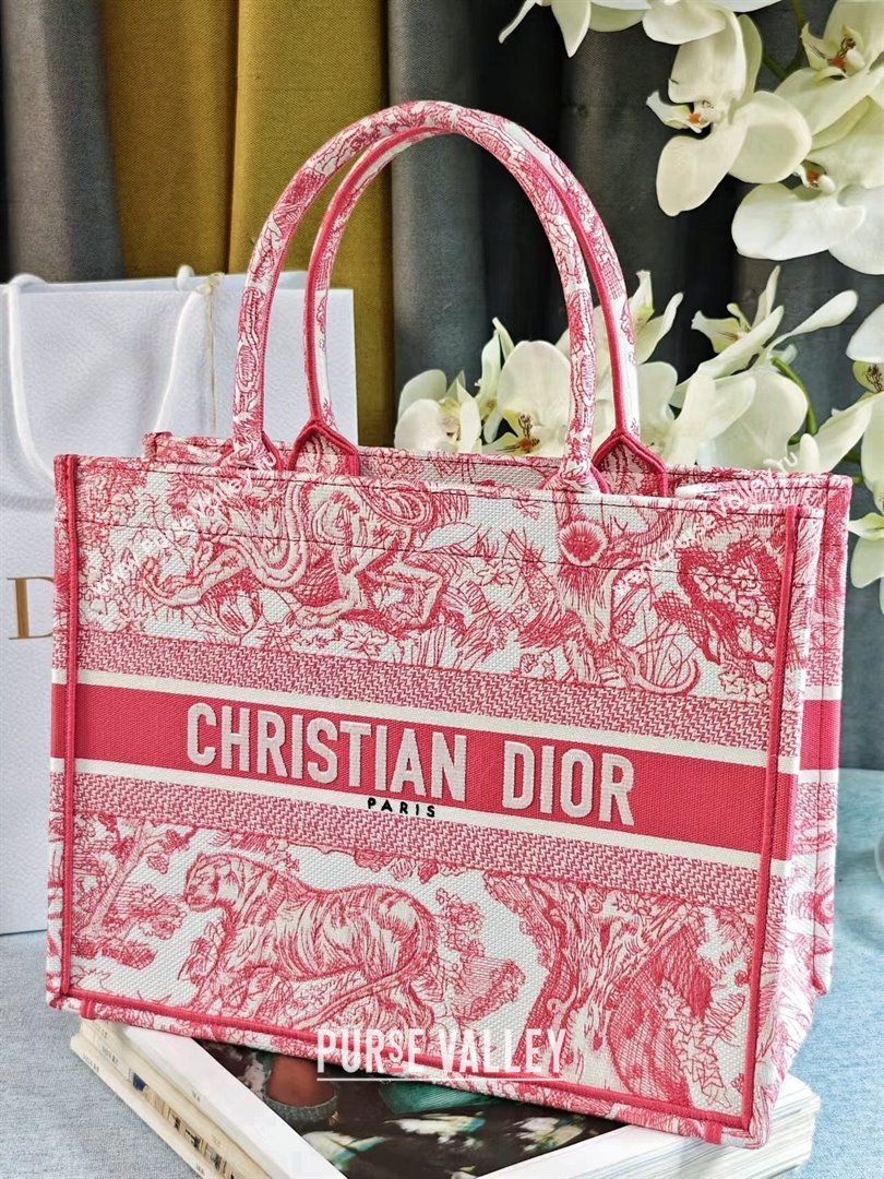 Dior Medium Book Tote Bag Bag in Candy Pink Toile de Jouy Embroidery 2024 (DMZ-24062817)