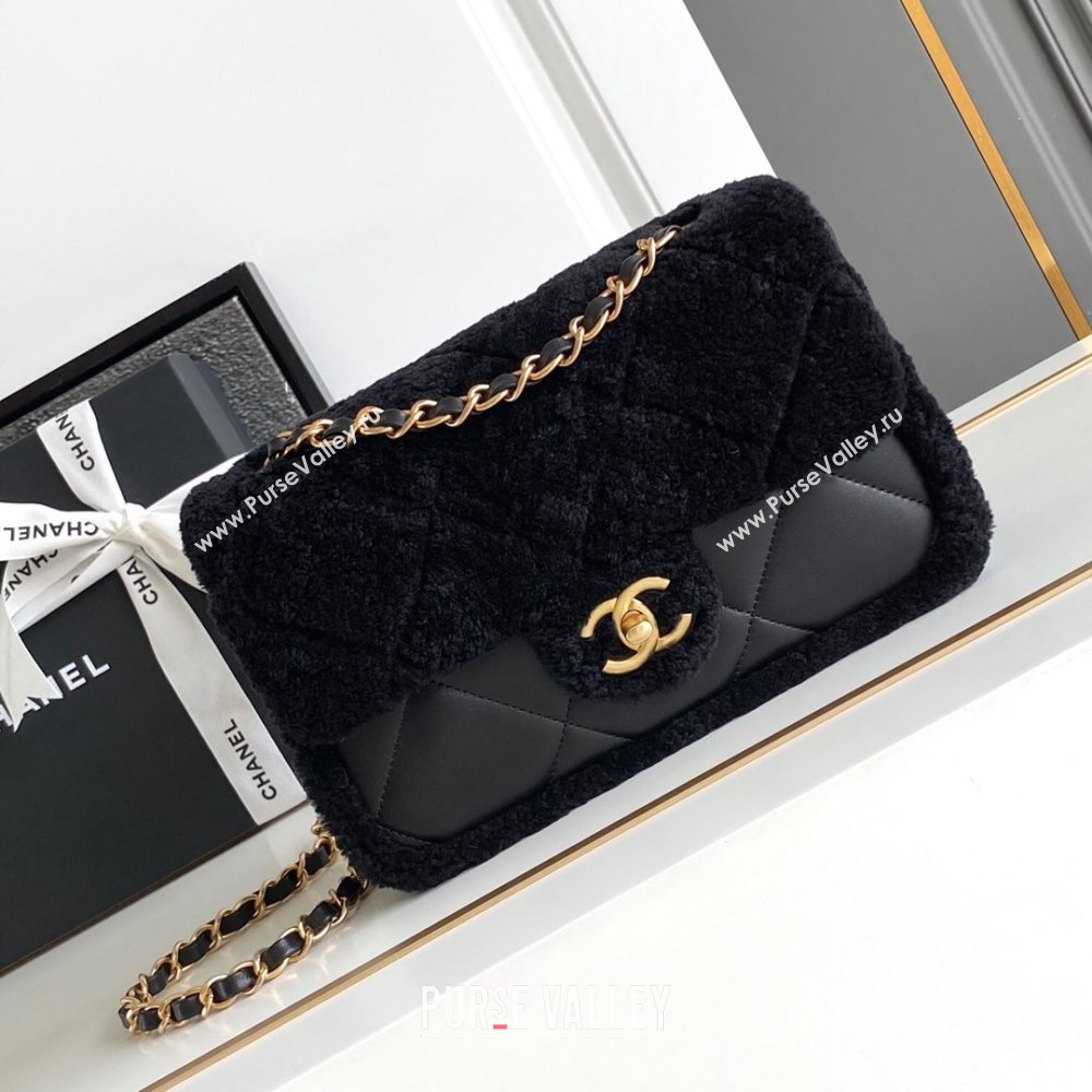 Chanel Shearling Lambskin Flap Bag AS5149 Black 2024 (YZ-24101068)