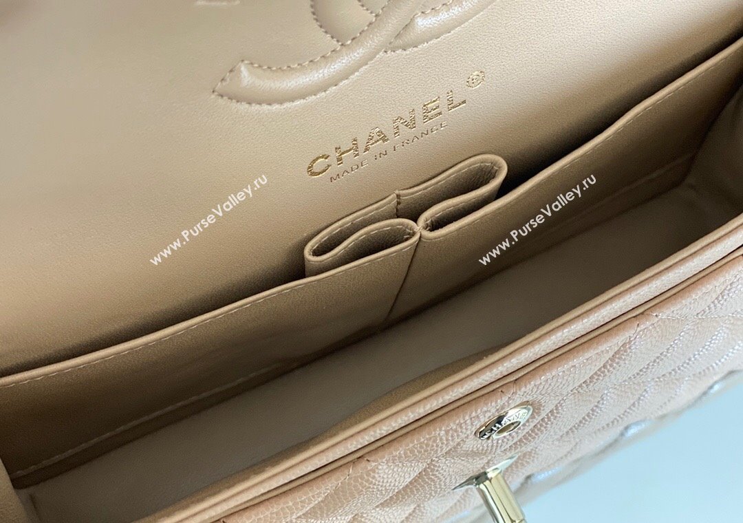 Chanel Haas Grained Calfskin Small Classic Flap Bag A01113 Apricot/Light Gold 2021(Original Quality) (M-210929054)