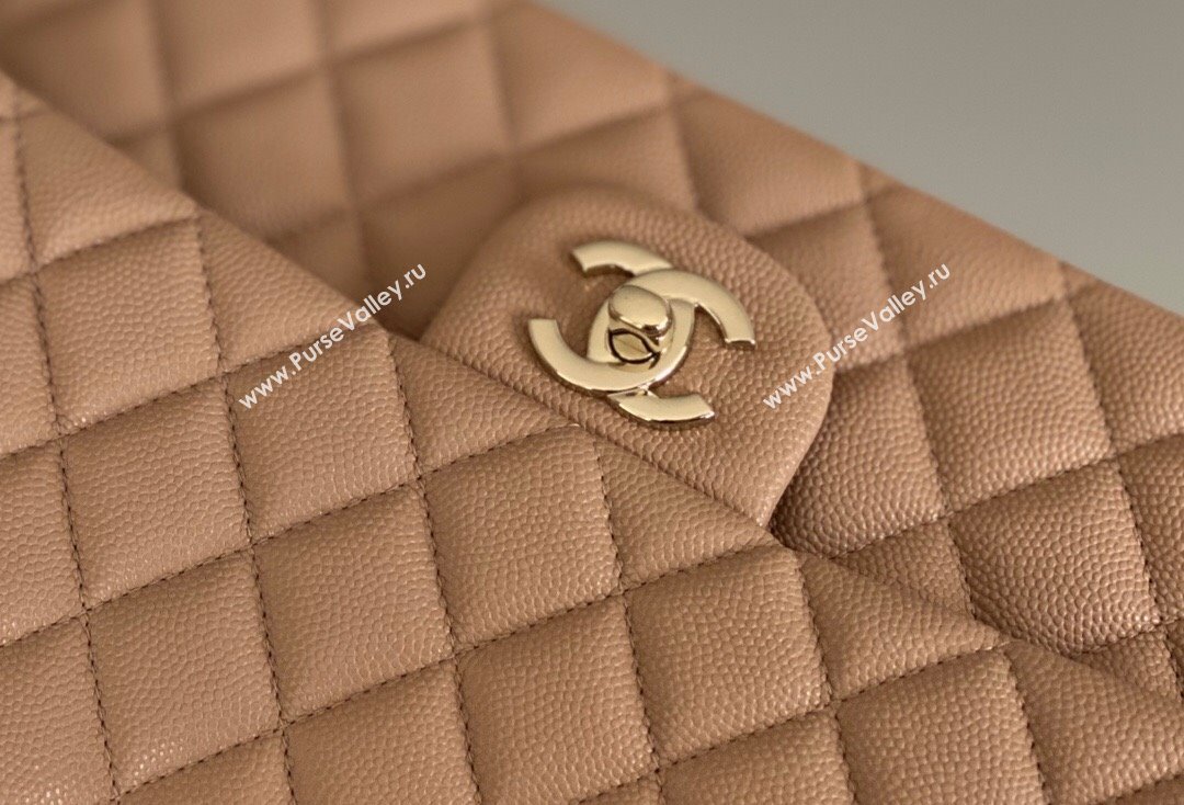 Chanel Haas Grained Calfskin Small Classic Flap Bag A01113 Apricot/Light Gold 2021(Original Quality) (M-210929054)