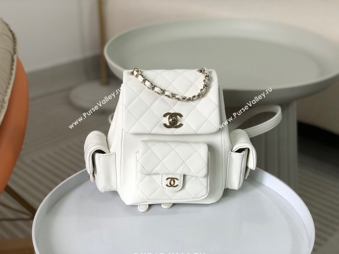 Chanel Grained Shiny Calfskin Small Backpack Bag AS4399 White 2023 Top (SM-23112822)