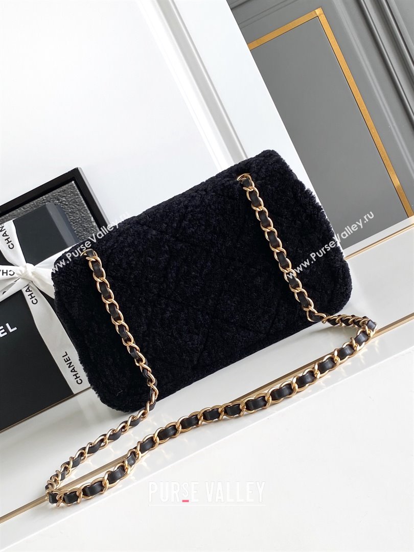 Chanel Shearling Lambskin Flap Bag AS5149 Black 2024 (YZ-24101068)