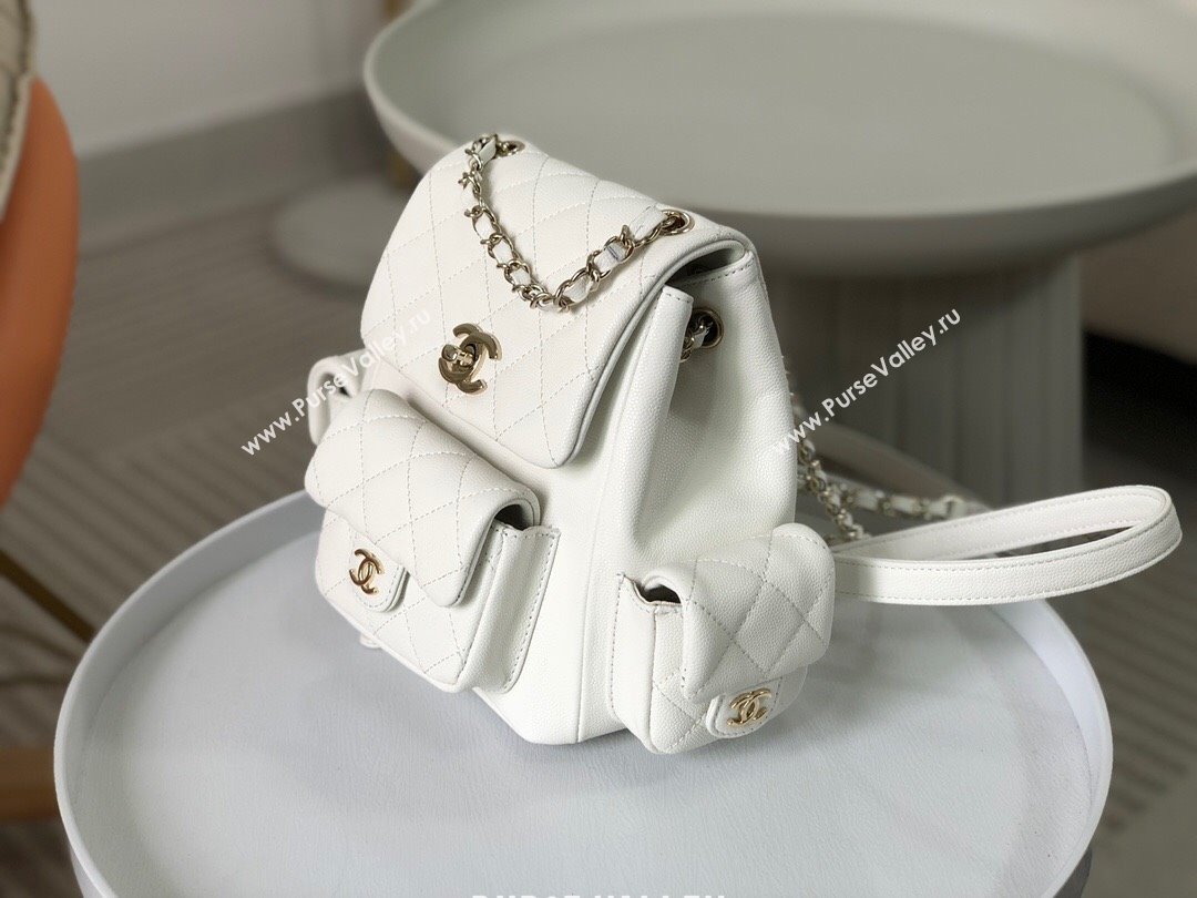 Chanel Grained Shiny Calfskin Small Backpack Bag AS4399 White 2023 Top (SM-23112822)