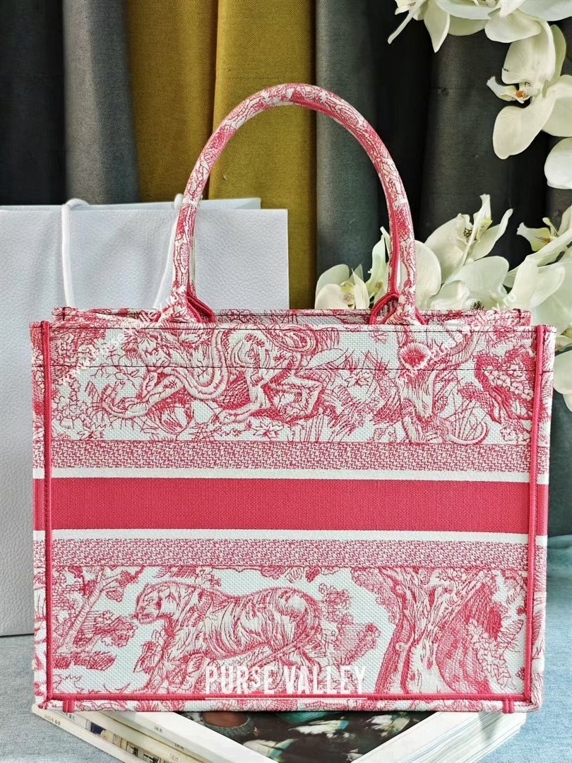 Dior Medium Book Tote Bag Bag in Candy Pink Toile de Jouy Embroidery 2024 (DMZ-24062817)