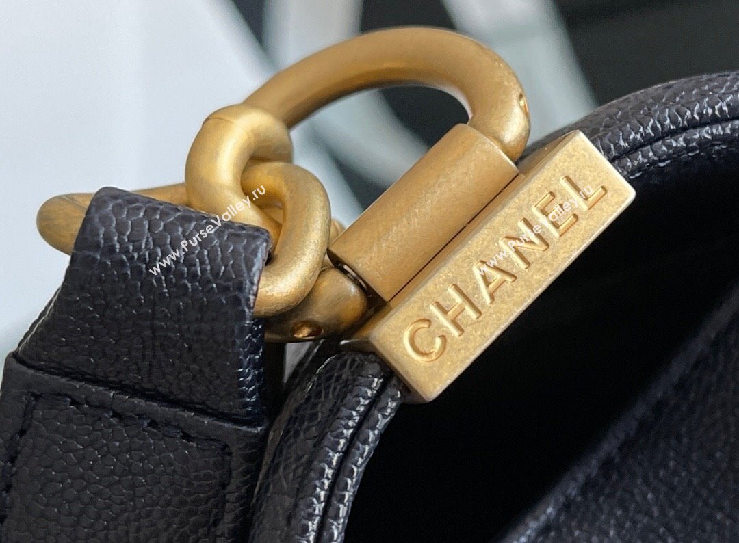 Chanel Original Grained Calfskin Chevron Medium Boy Flap Bag Gold/Deep Blue 2023 Top Quality (MHE-23102526)