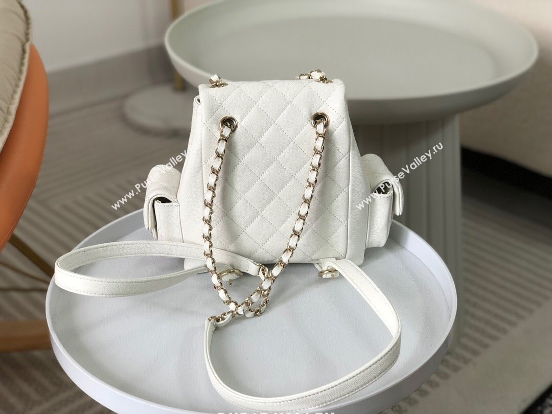 Chanel Grained Shiny Calfskin Small Backpack Bag AS4399 White 2023 Top (SM-23112822)