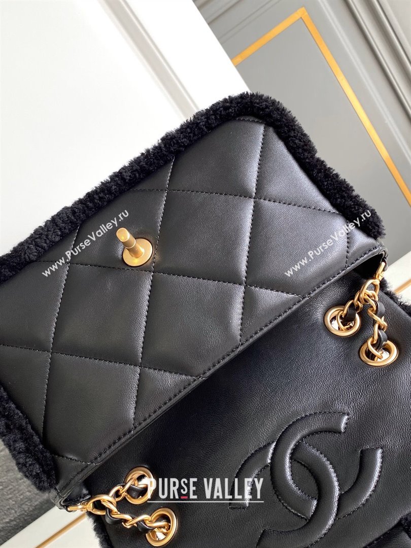 Chanel Shearling Lambskin Flap Bag AS5149 Black 2024 (YZ-24101068)