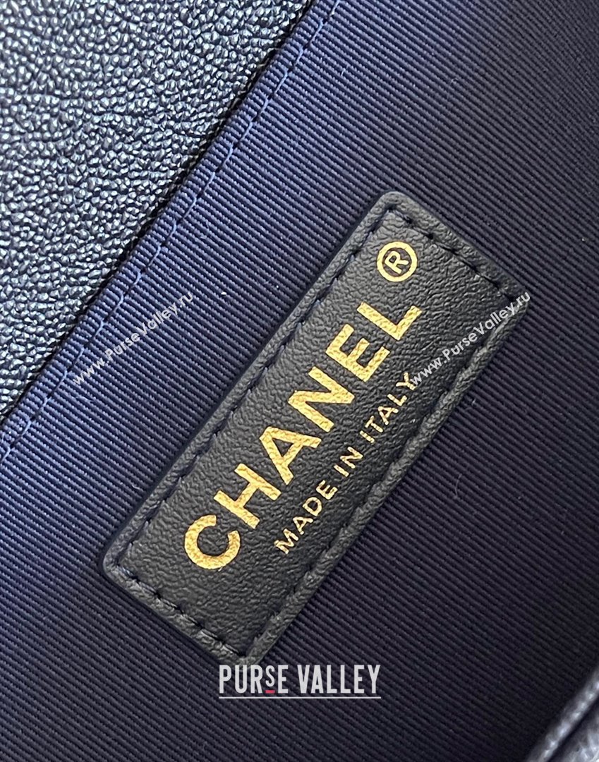 Chanel Original Grained Calfskin Chevron Medium Boy Flap Bag Gold/Deep Blue 2023 Top Quality (MHE-23102526)