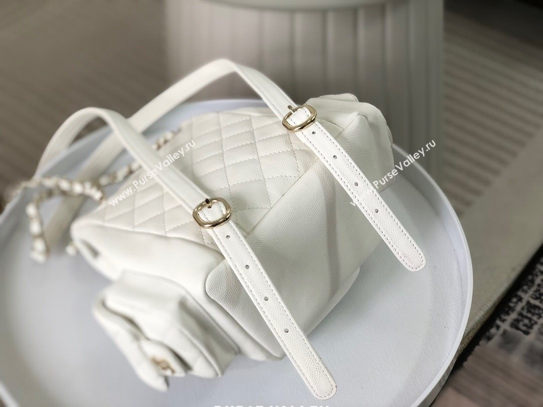 Chanel Grained Shiny Calfskin Small Backpack Bag AS4399 White 2023 Top (SM-23112822)