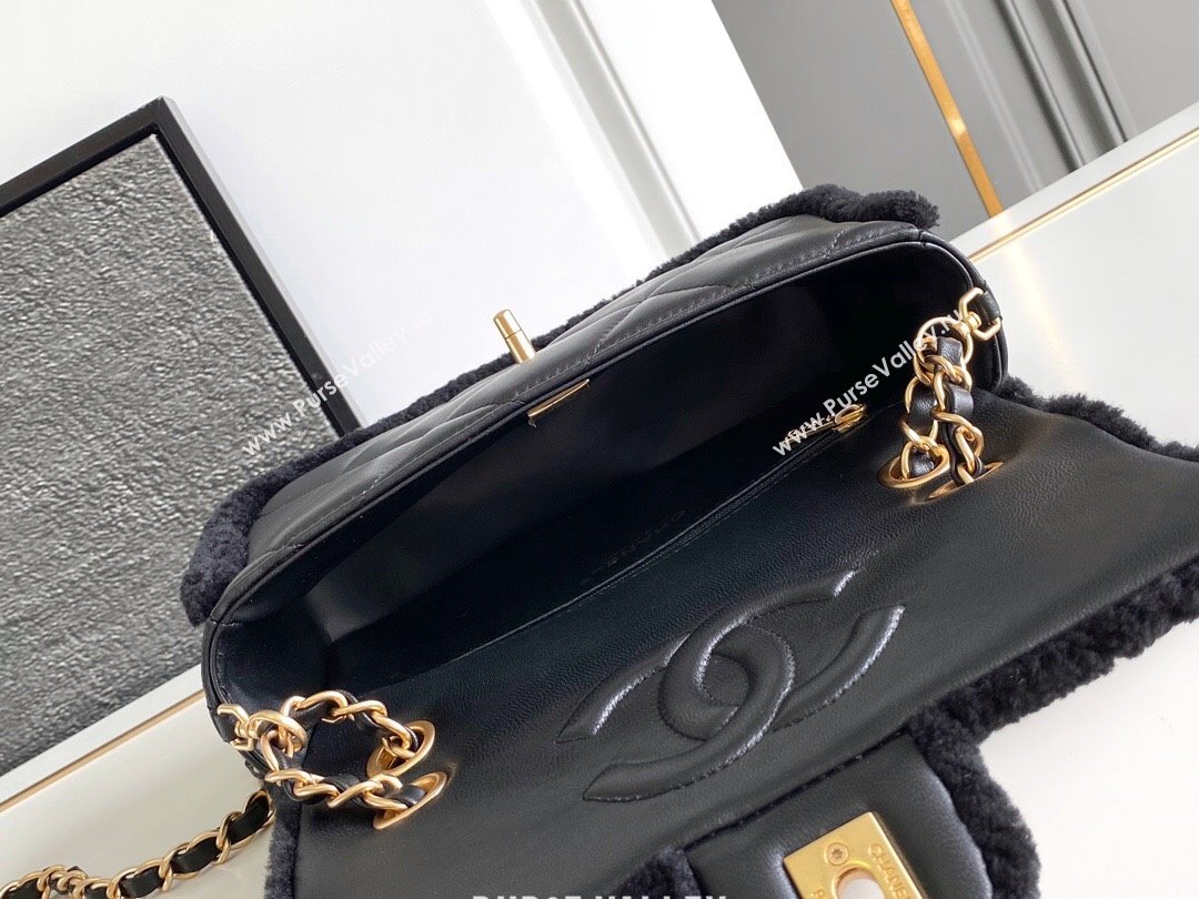 Chanel Shearling Lambskin Flap Bag AS5149 Black 2024 (YZ-24101068)