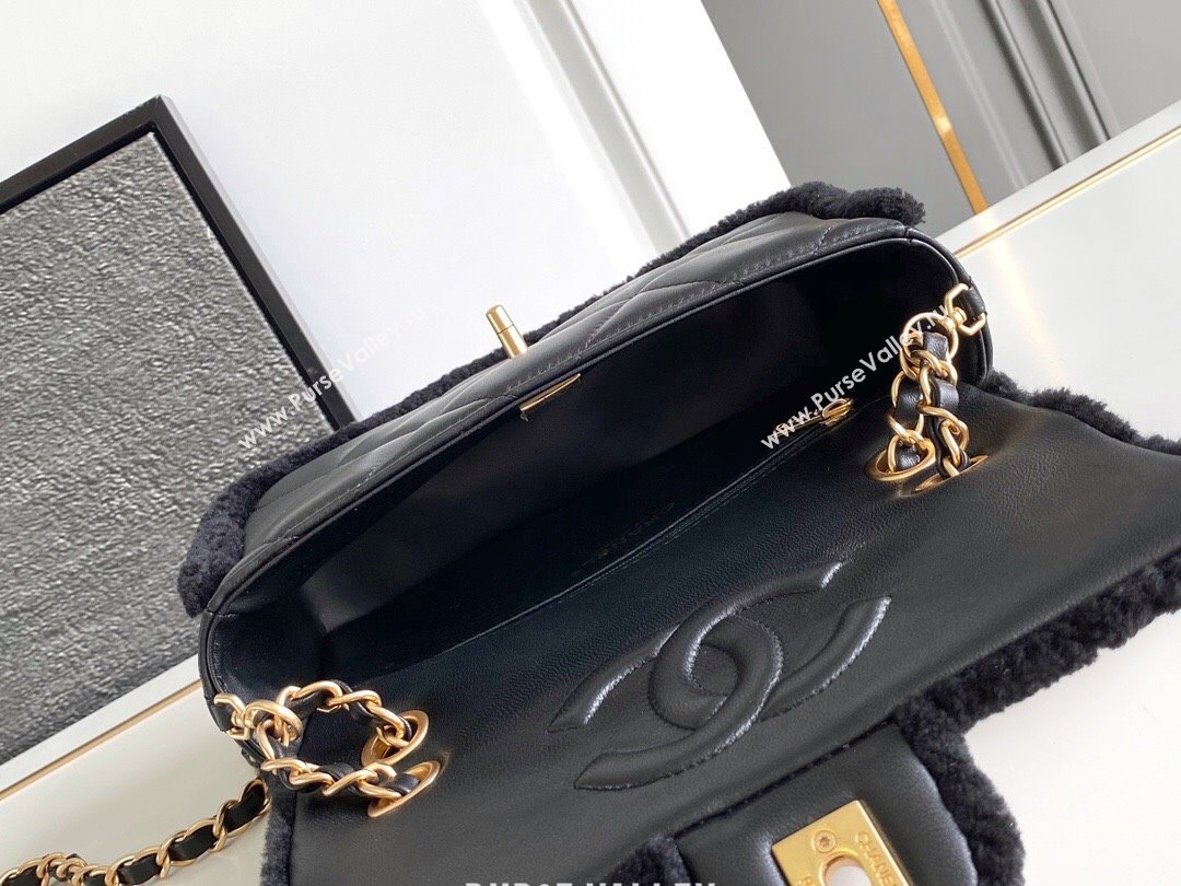 Chanel Shearling Lambskin Flap Bag AS5149 Black 2024 (YZ-24101068)