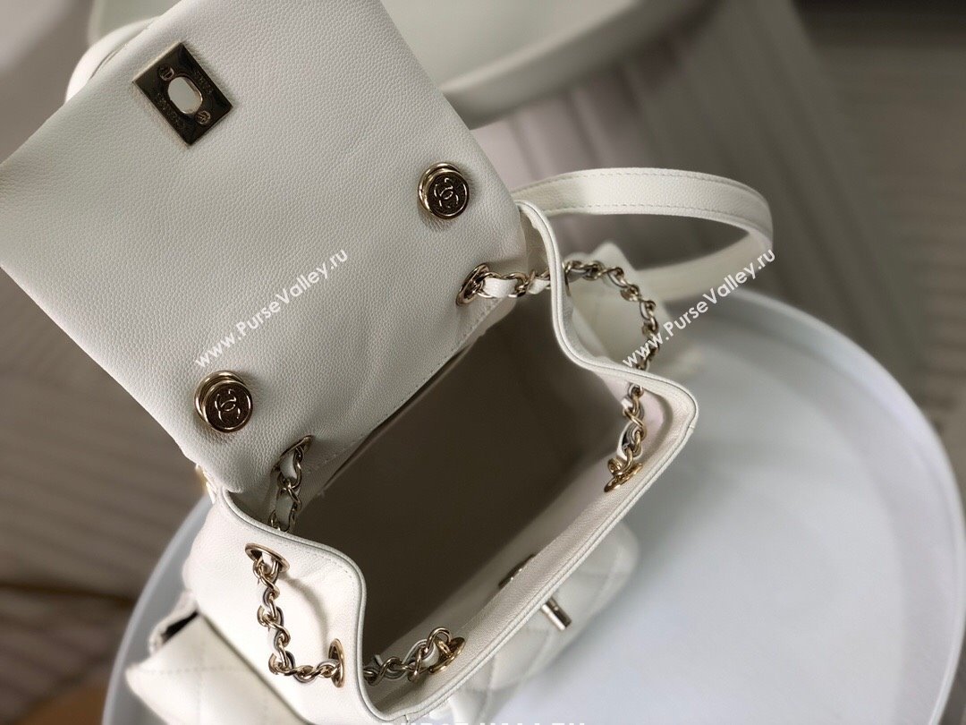 Chanel Grained Shiny Calfskin Small Backpack Bag AS4399 White 2023 Top (SM-23112822)