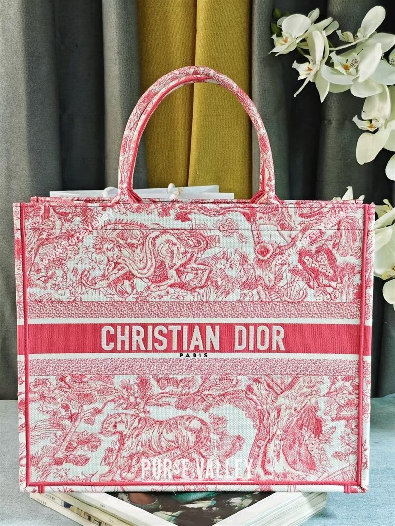 Dior Large Book Tote Bag Bag in Candy Pink Toile de Jouy Embroidery 2024 (DMZ-24062818)