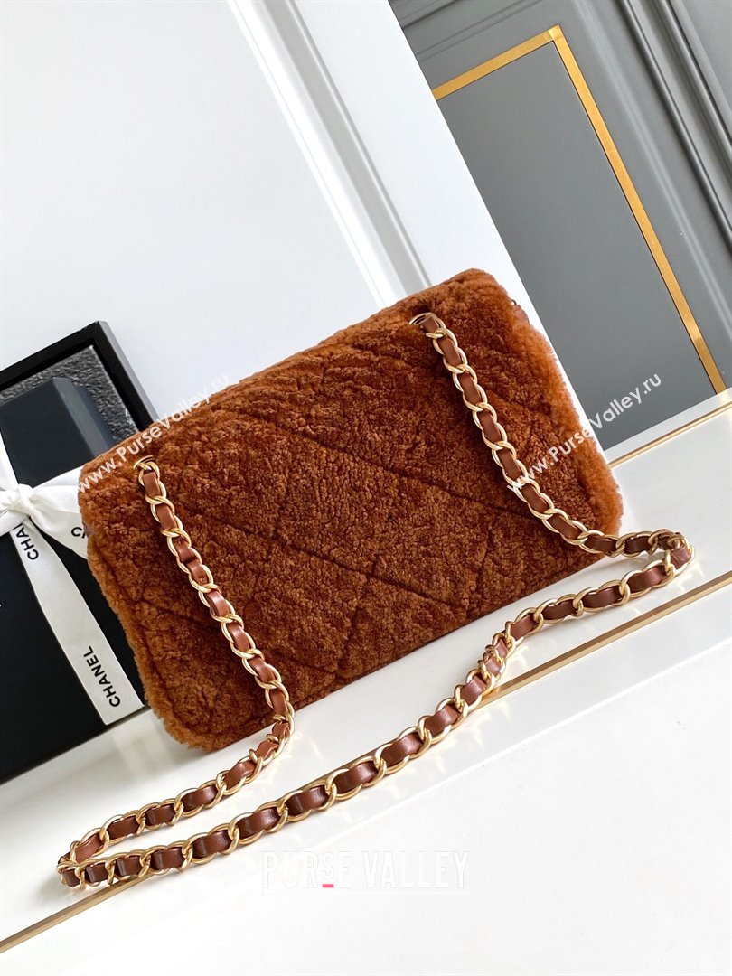 Chanel Shearling Lambskin Flap Bag AS5149 Brown 2024 (YZ-24101064)