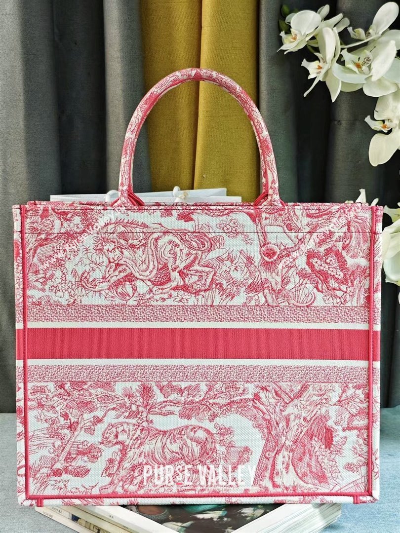 Dior Large Book Tote Bag Bag in Candy Pink Toile de Jouy Embroidery 2024 (DMZ-24062818)