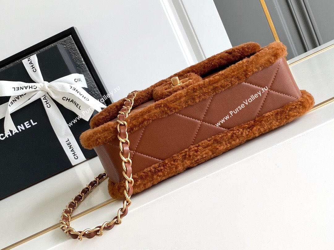 Chanel Shearling Lambskin Flap Bag AS5149 Brown 2024 (YZ-24101064)