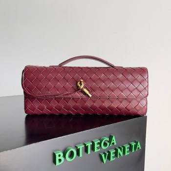 Bottega Veneta Long Clutch Andiamo Bag With Handle in Intrecciato Leather 741511 Burgundy 2024 (MS-24012301)