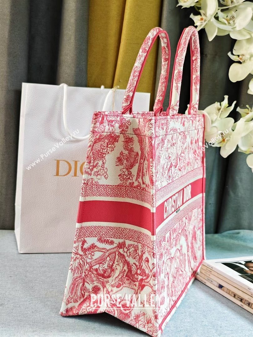 Dior Large Book Tote Bag Bag in Candy Pink Toile de Jouy Embroidery 2024 (DMZ-24062818)