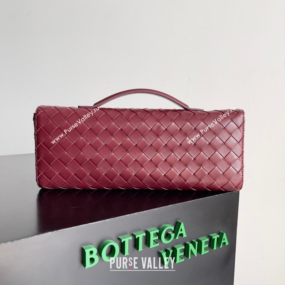 Bottega Veneta Long Clutch Andiamo Bag With Handle in Intrecciato Leather 741511 Burgundy 2024 (MS-24012301)