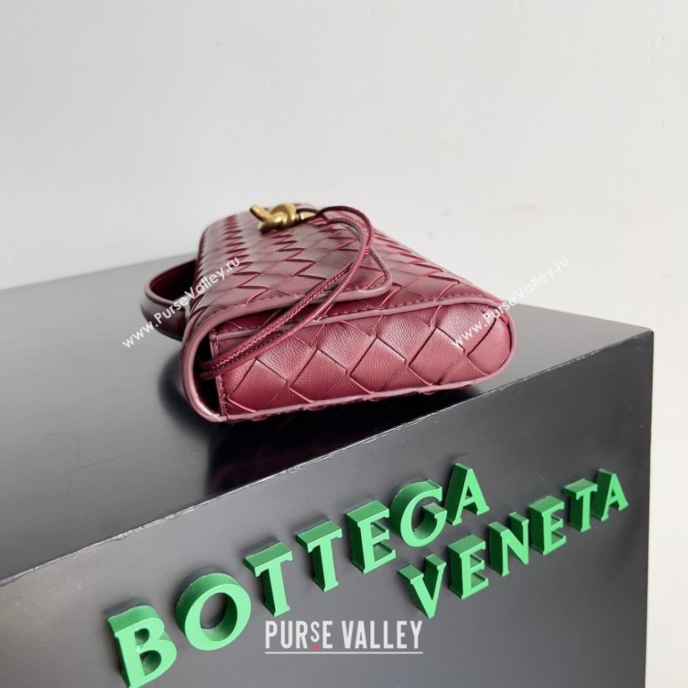 Bottega Veneta Long Clutch Andiamo Bag With Handle in Intrecciato Leather 741511 Burgundy 2024 (MS-24012301)