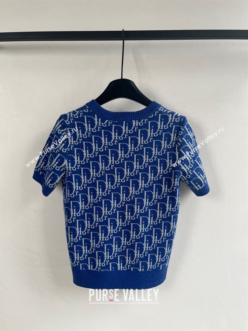 Dior Cashmere Short-sleeved Sweater D82403 Blue 2024 (Q-24082403)