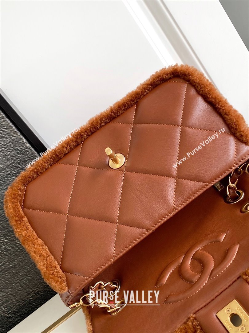 Chanel Shearling Lambskin Flap Bag AS5149 Brown 2024 (YZ-24101064)