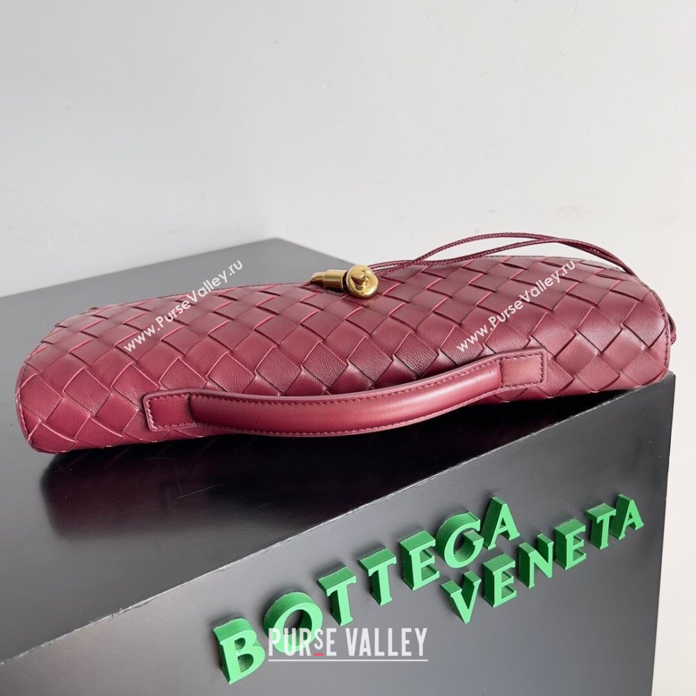 Bottega Veneta Long Clutch Andiamo Bag With Handle in Intrecciato Leather 741511 Burgundy 2024 (MS-24012301)