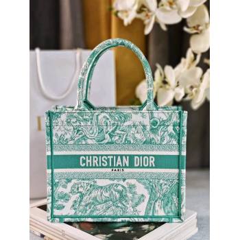 Dior Small Book Tote Bag Bag in Aquamarina Toile de Jouy Embroidery 2024 (DMZ-24062819)