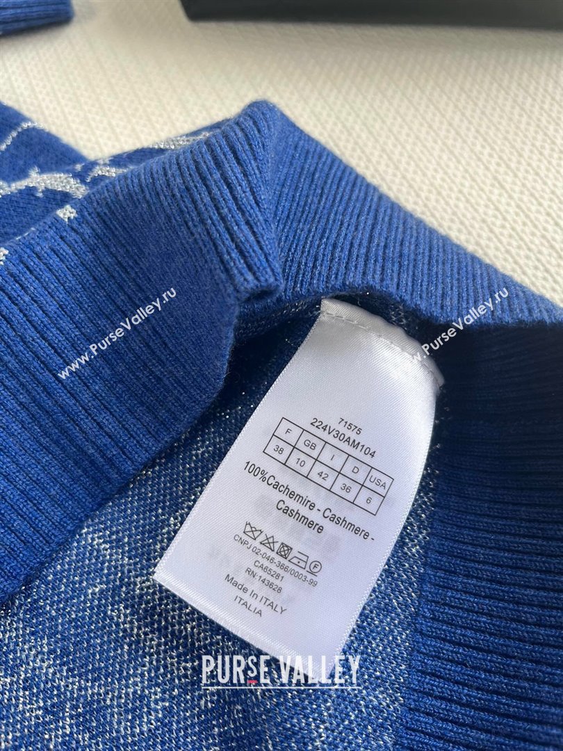 Dior Cashmere Short-sleeved Sweater D82403 Blue 2024 (Q-24082403)