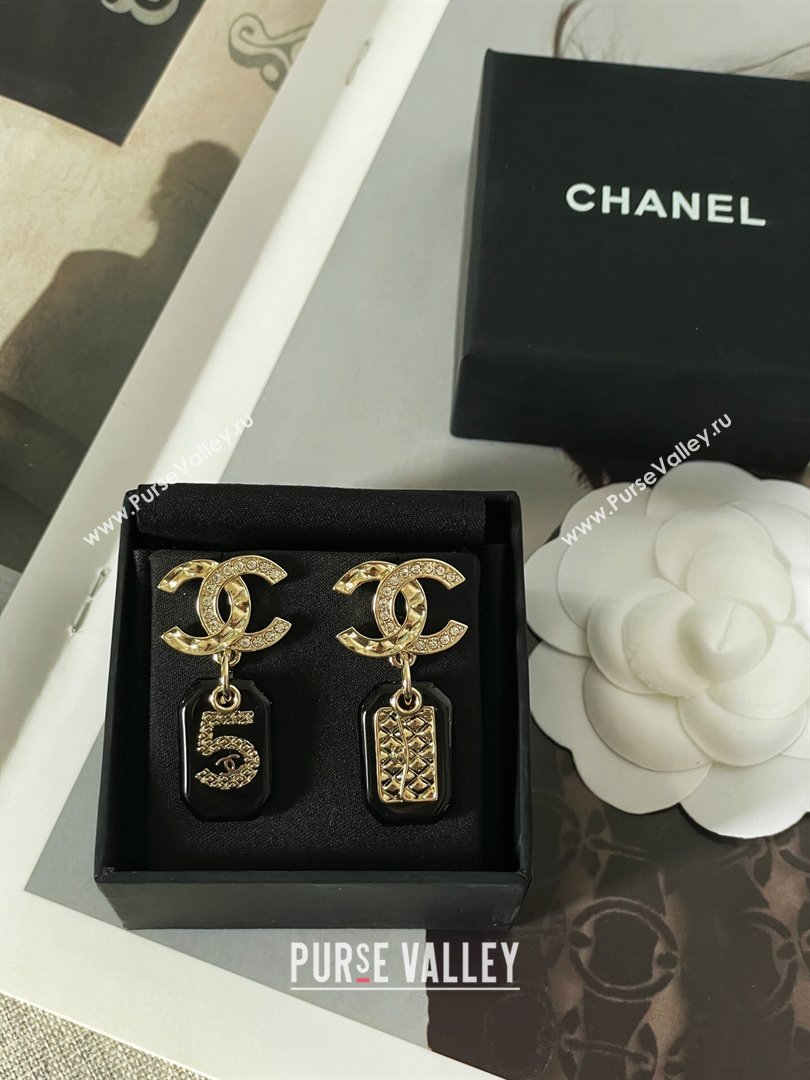 Chanel Pendant 5 Earrings CH101121 Gold/Black 2024 (YF-24101121)