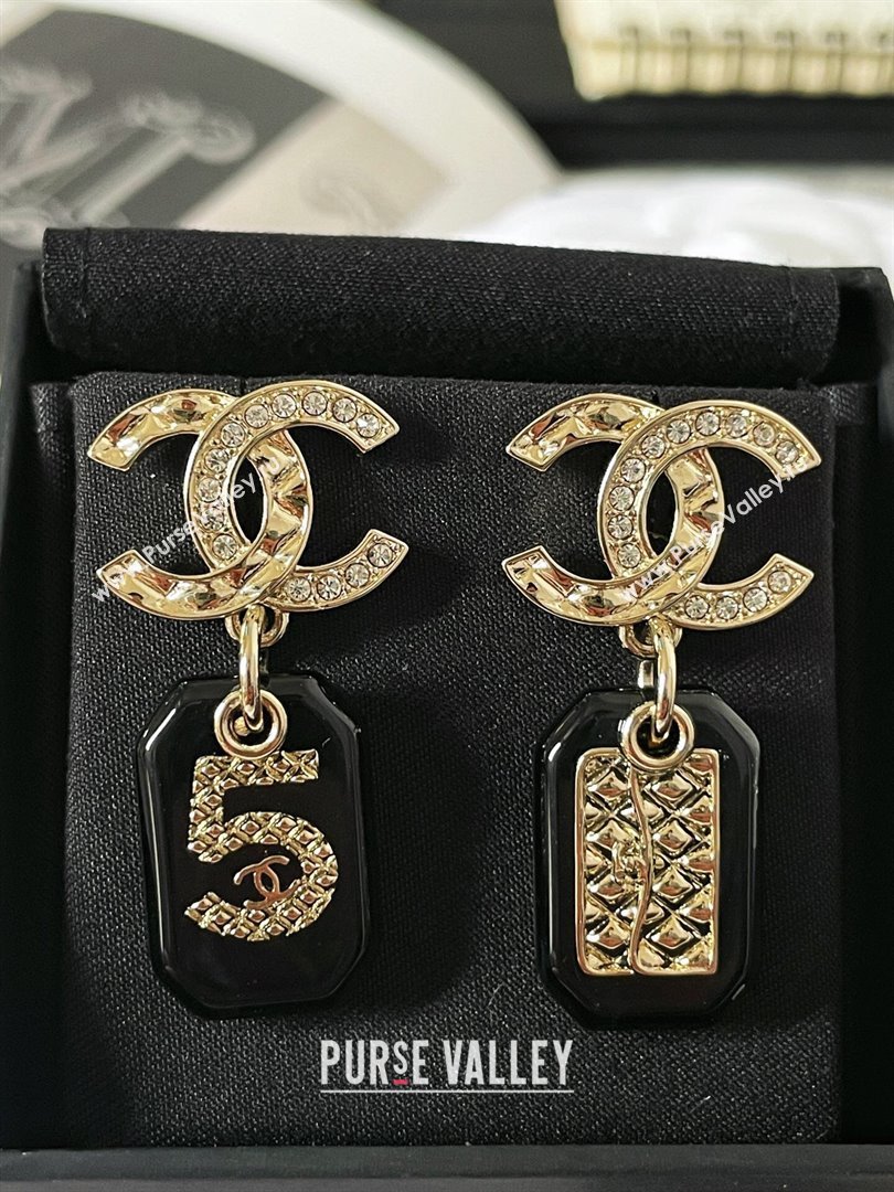 Chanel Pendant 5 Earrings CH101121 Gold/Black 2024 (YF-24101121)