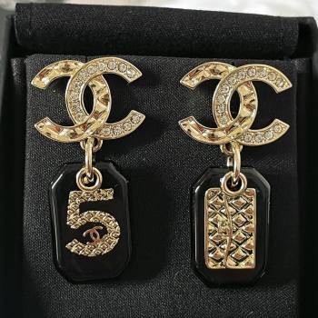 Chanel Pendant 5 Earrings CH101121 Gold/Black 2024 (YF-24101121)