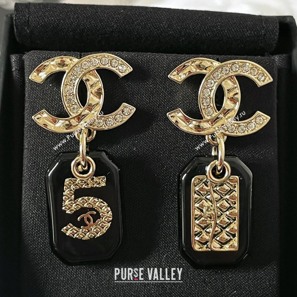 Chanel Pendant 5 Earrings CH101121 Gold/Black 2024 (YF-24101121)