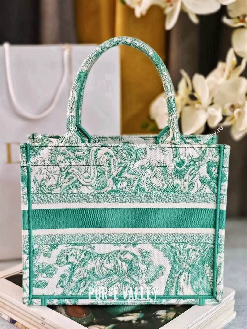 Dior Small Book Tote Bag Bag in Aquamarina Toile de Jouy Embroidery 2024 (DMZ-24062819)