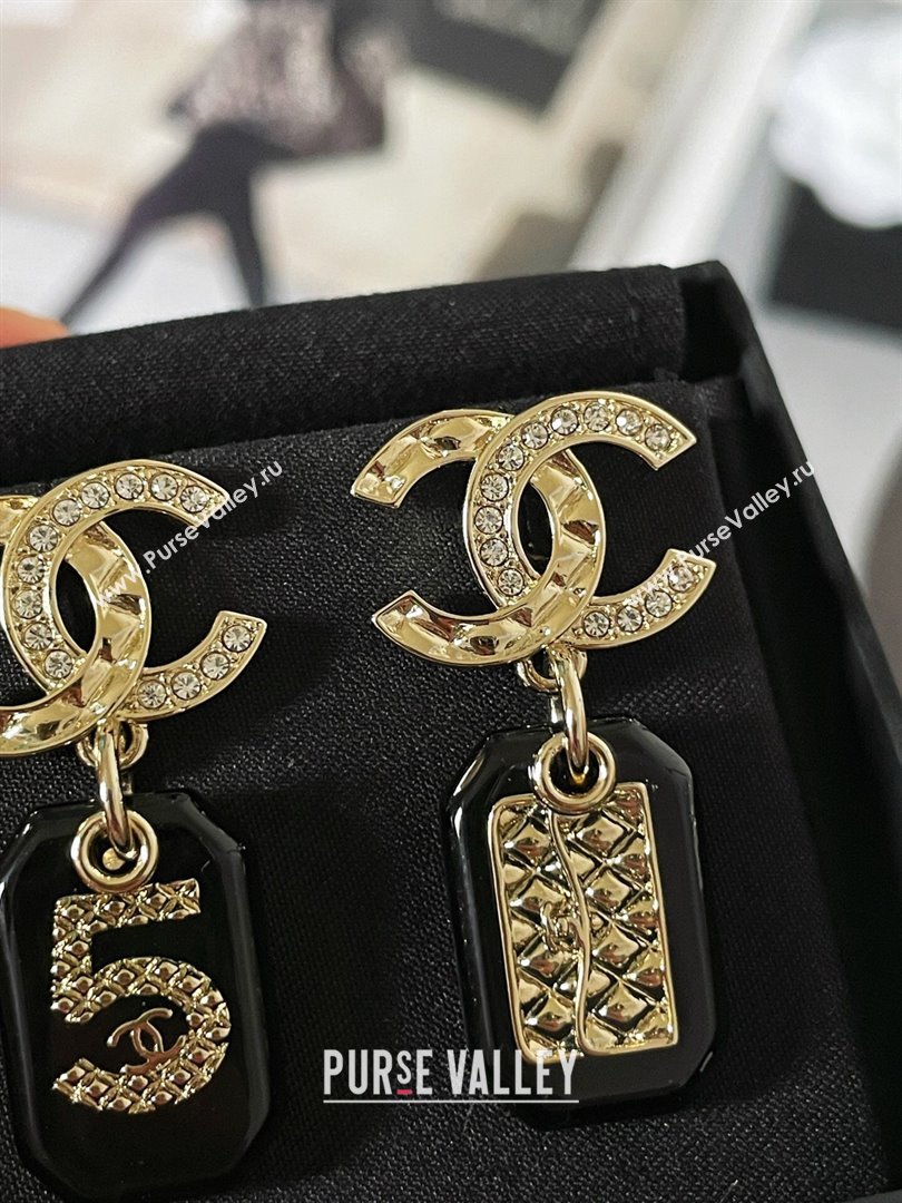 Chanel Pendant 5 Earrings CH101121 Gold/Black 2024 (YF-24101121)