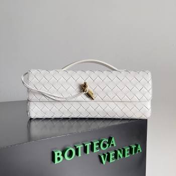 Bottega Veneta Long Clutch Andiamo Bag With Handle in Intrecciato Leather 741511 White 2024 (MS-24012302)