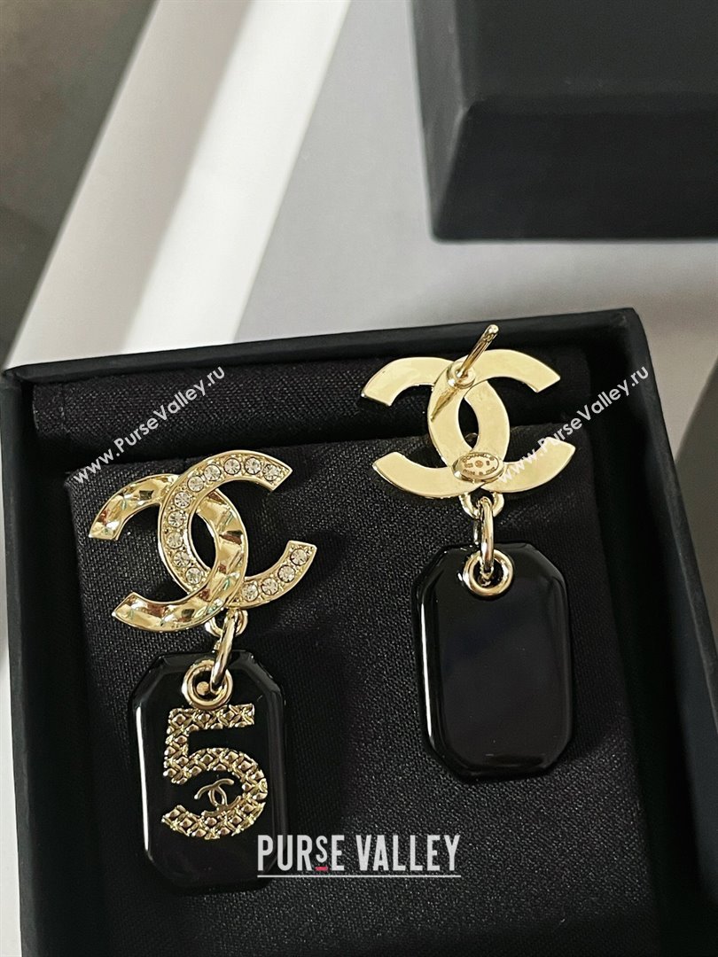 Chanel Pendant 5 Earrings CH101121 Gold/Black 2024 (YF-24101121)