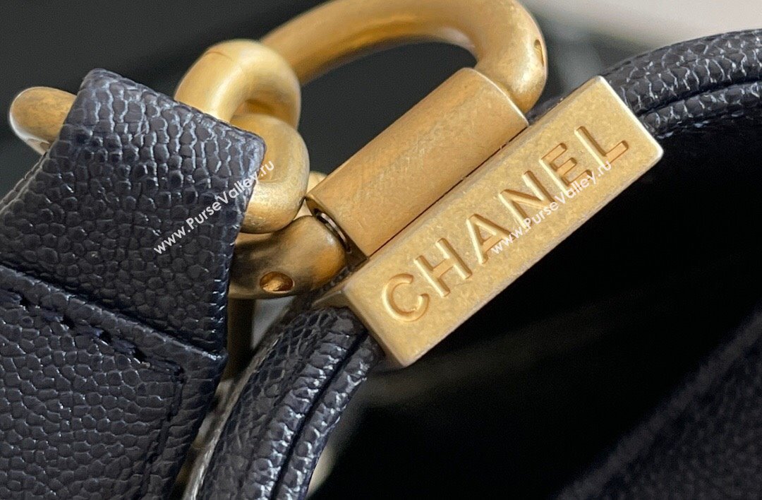 Chanel Original Grained Calfskin Chevron Small Boy Flap Bag Gold/Deep Blue 2023 Top Quality (MHE-23102324)