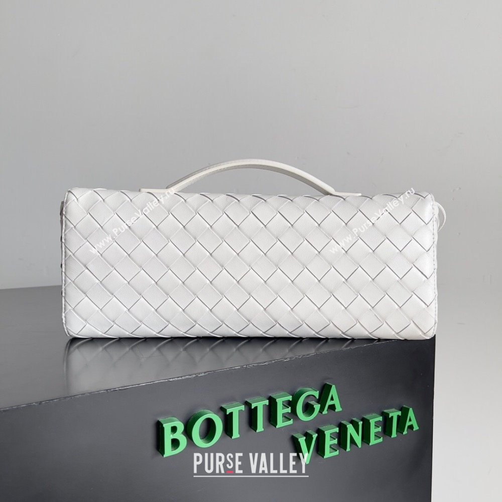 Bottega Veneta Long Clutch Andiamo Bag With Handle in Intrecciato Leather 741511 White 2024 (MS-24012302)