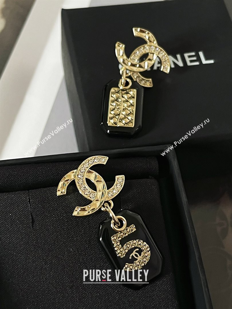 Chanel Pendant 5 Earrings CH101121 Gold/Black 2024 (YF-24101121)