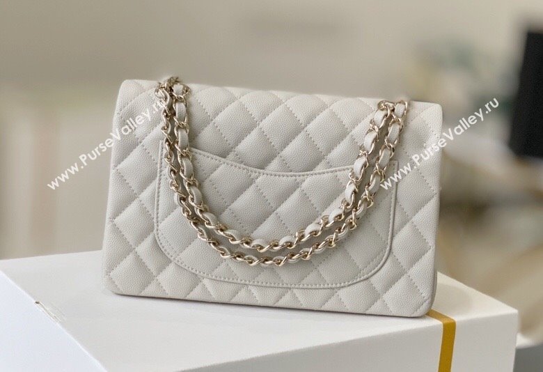 Chanel Haas Grained Calfskin Small Classic Flap Bag A01113 Off-white/Light Gold 2021(Original Quality) (M-210929056)