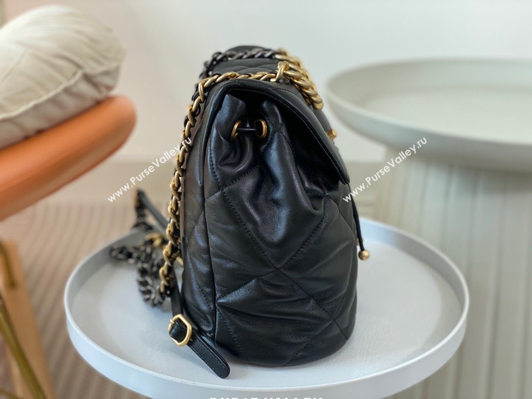 Chanel 19 Backpack in Quilted Goatskin AS4223 Black/Gold 2023 Top (SM-23112824)