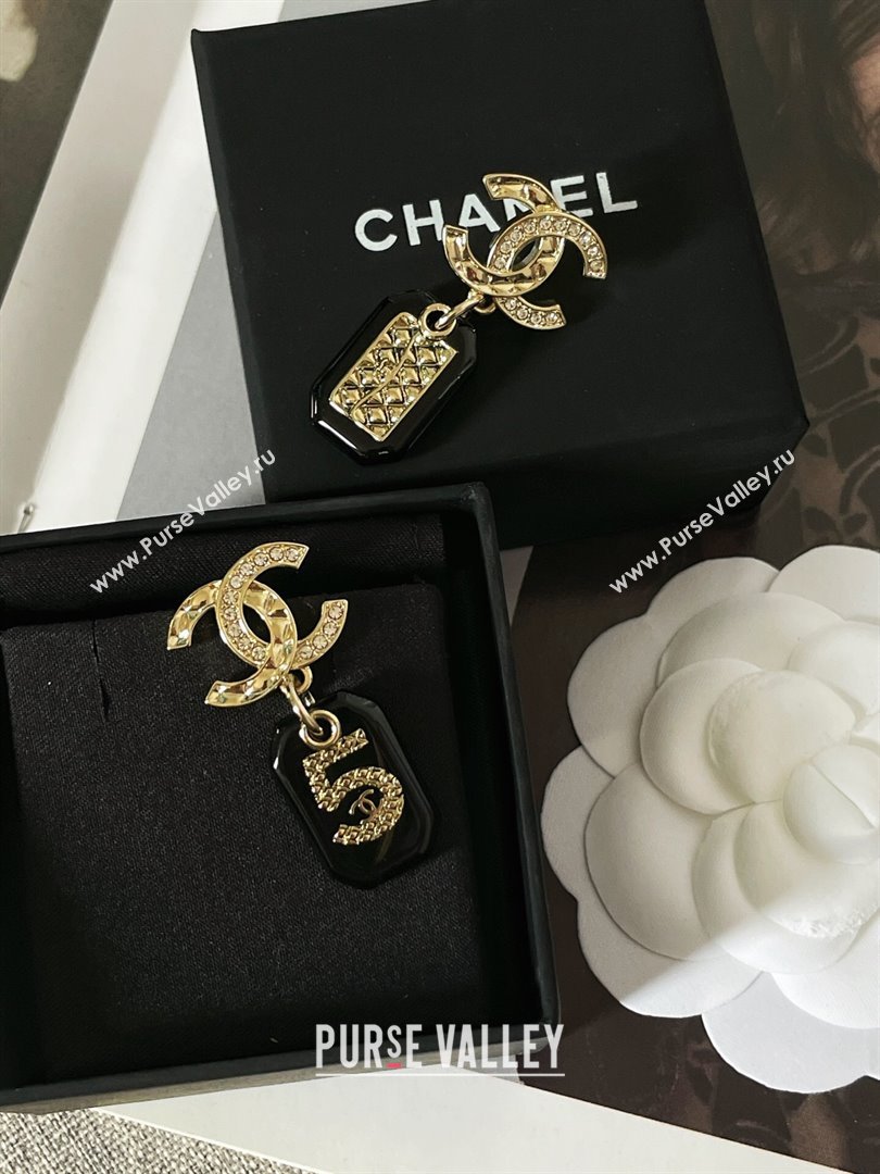 Chanel Pendant 5 Earrings CH101121 Gold/Black 2024 (YF-24101121)