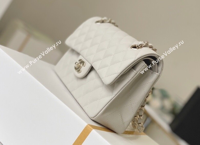 Chanel Haas Grained Calfskin Small Classic Flap Bag A01113 Off-white/Light Gold 2021(Original Quality) (M-210929056)