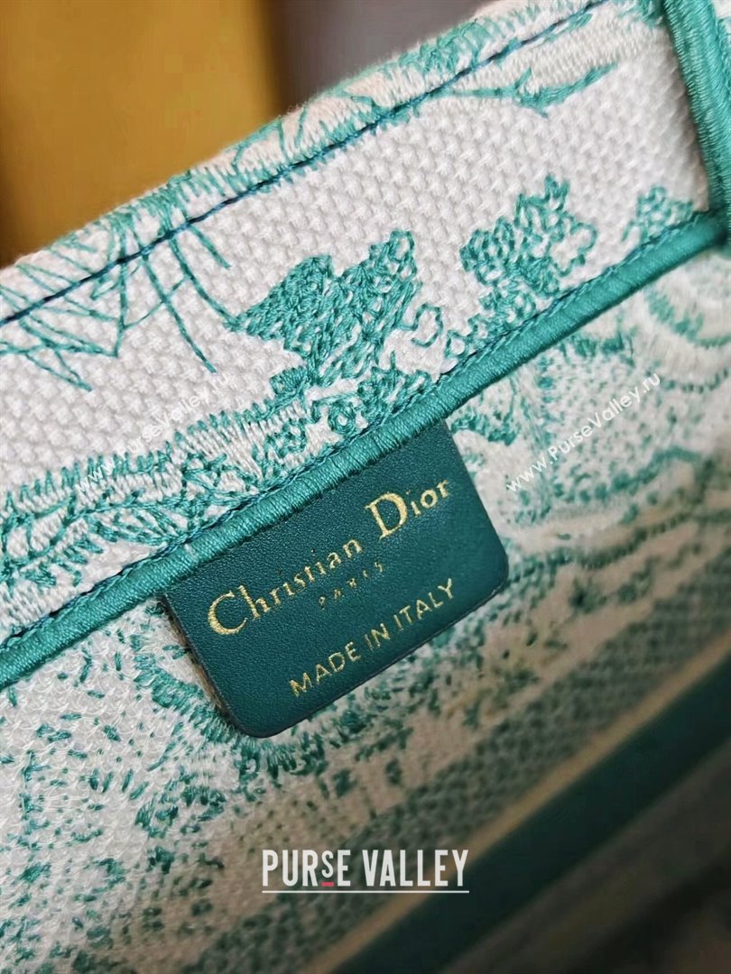 Dior Small Book Tote Bag Bag in Aquamarina Toile de Jouy Embroidery 2024 (DMZ-24062819)