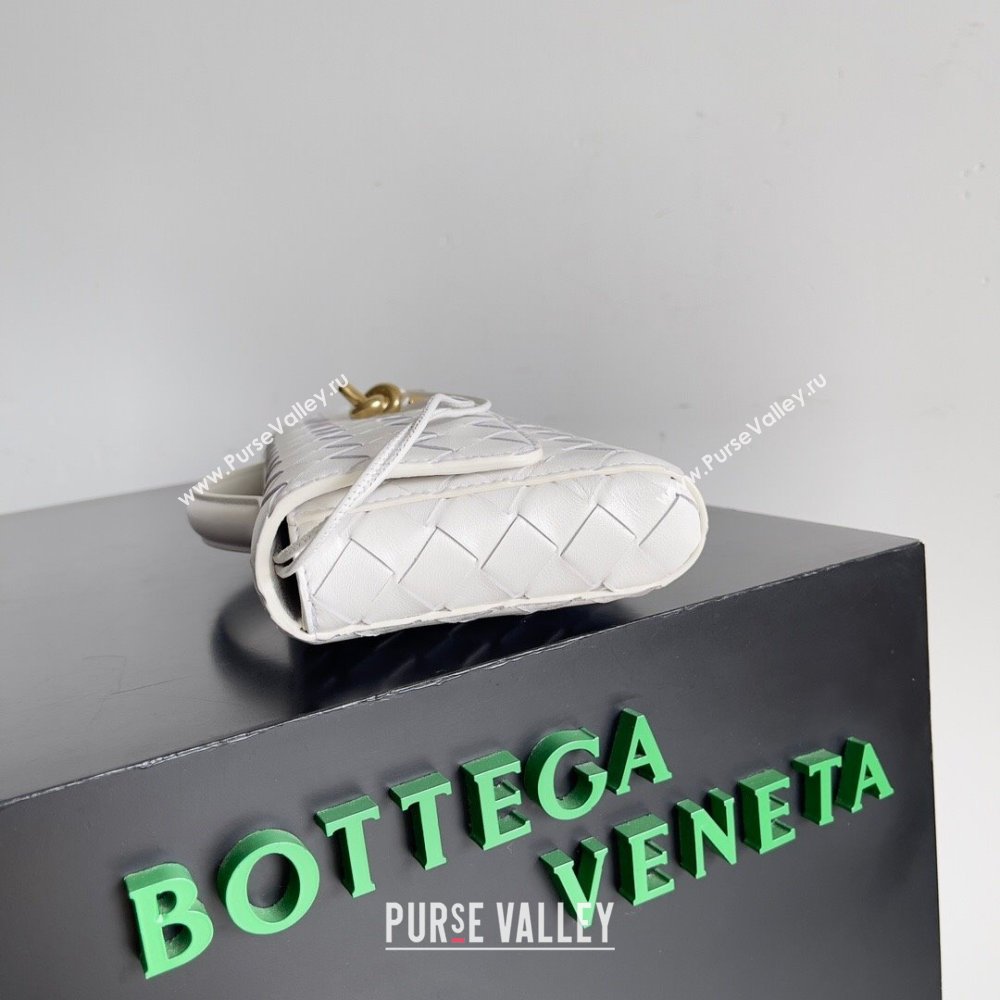 Bottega Veneta Long Clutch Andiamo Bag With Handle in Intrecciato Leather 741511 White 2024 (MS-24012302)